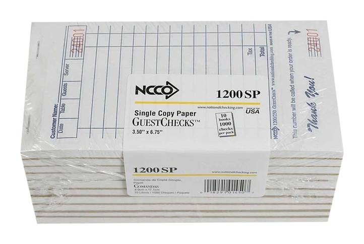 Ncco 1200Sp 3.5X6.75 Single Copy Paper Guest Checks 15 Line White (10 units)