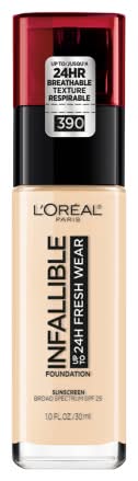 L'Oréal Infallible 24 Hour Fresh Wear Lightweight Foundation, 390 Snow (1 fl oz)