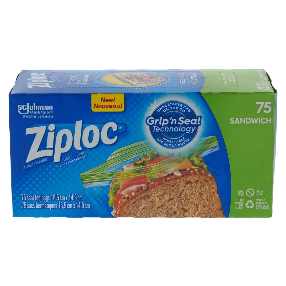 ZIPLOC Sacs à sandwich hermétiques, x75