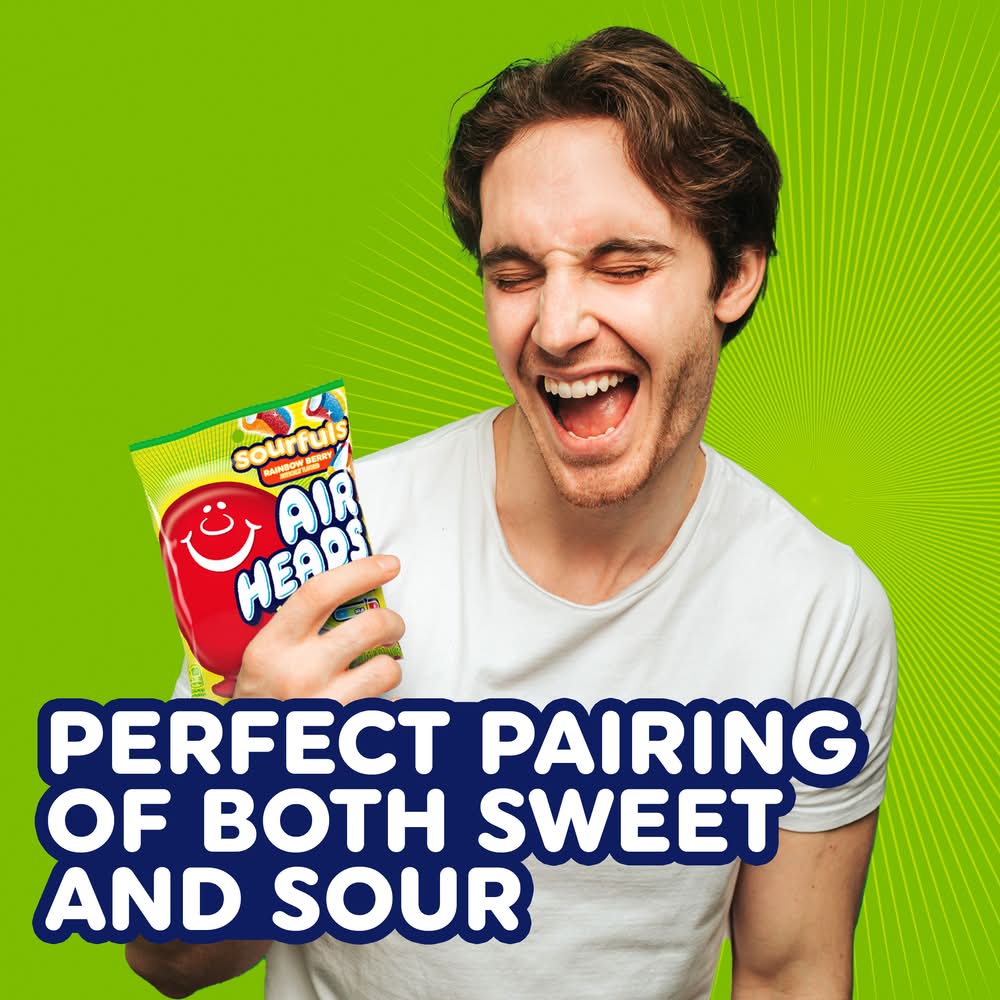 Airheads Xtremes Sourfuls Soft & Chewy Candy, Rainbow Berry (6 oz)