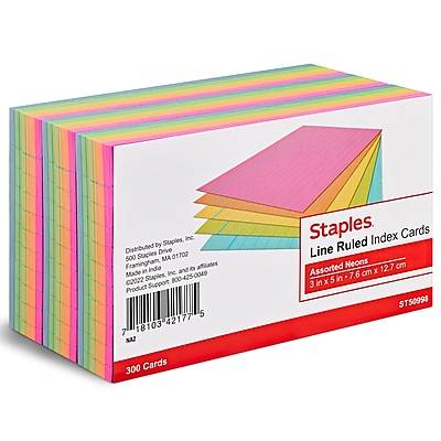 Staples Lined Ruled Index Cards (3 in * 5 in)