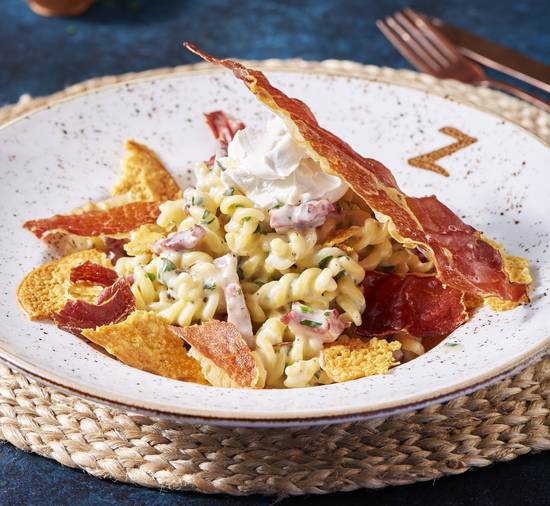 Non-Gluten Crispy Prosciutto Carbonara