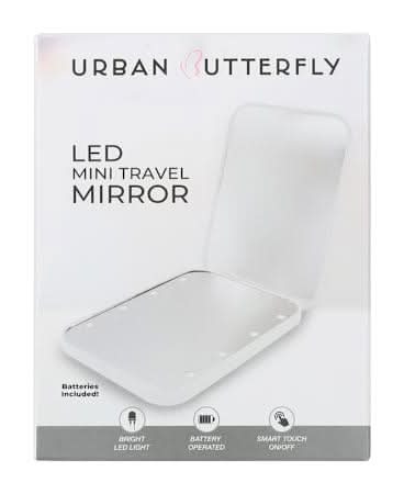 Urban Butterfly LED Mini Travel Mirror White