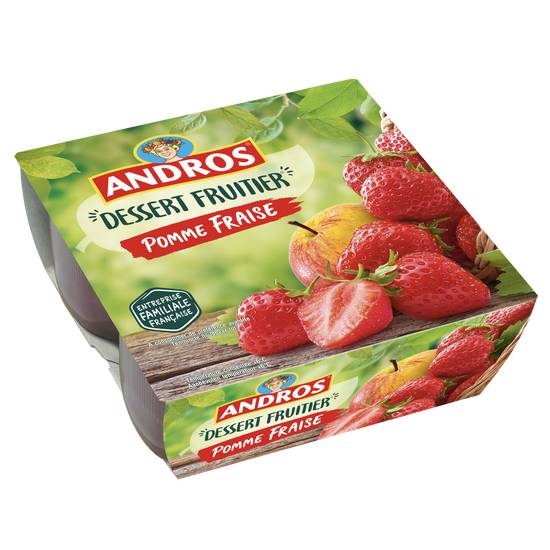 Andros - Dessert fruitier compote de pomme et fraise (4 pièces)