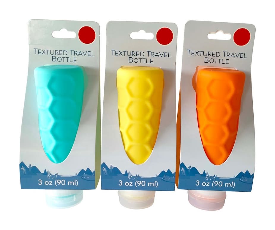 Textured Travel Toiletry Bottles, Assorted Colors, 1-ct.