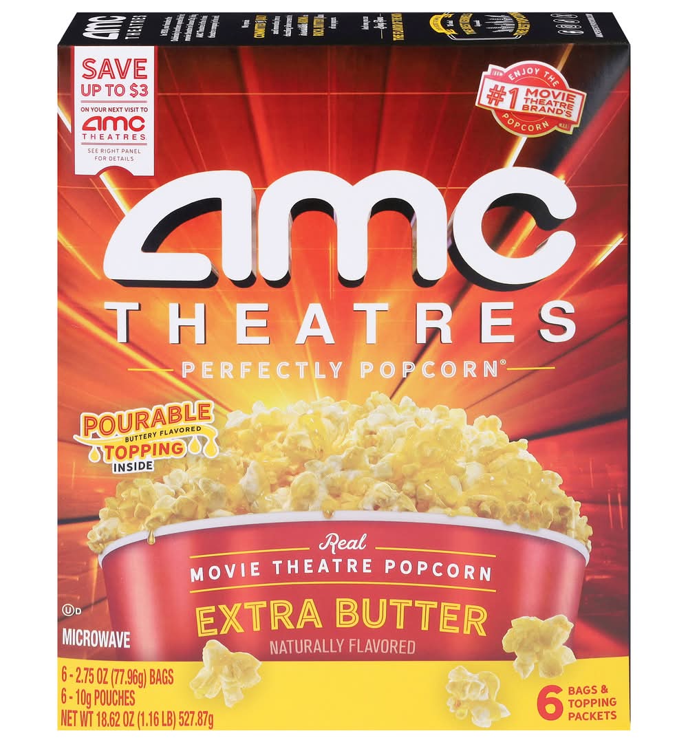 AMC Theatres Perfectly Microwave Popcorn, Butter (2.75 oz, 6 ct)