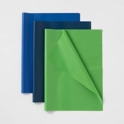 Spritz Striped Tissue Paper, Blue-Green (20 ct)