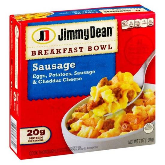 Order Jimmy Dean Frozen Breakfast Bowl Sausage, Egg, Potatoes & Cheese 7oz food online from Everyday Needs by Gopuff store, Norfolk on bringmethat.com