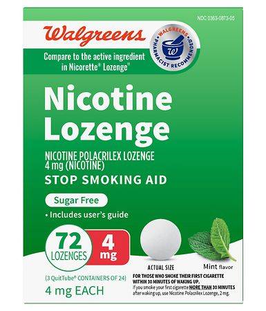 Walgreens Nicotine Lozenge 4mg, Mint (72 ct)