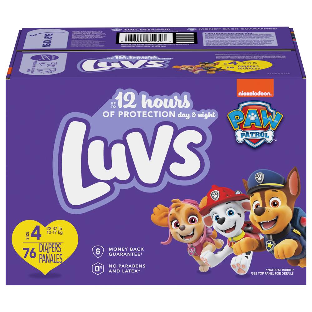 Luvs Paw Patrol Disposable Baby Diapers, 4, White (76 ct)