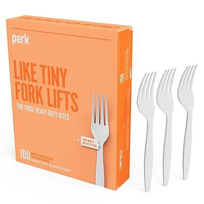 Perk Like Tiny Plastic Fork Lifts, White (100 ct)