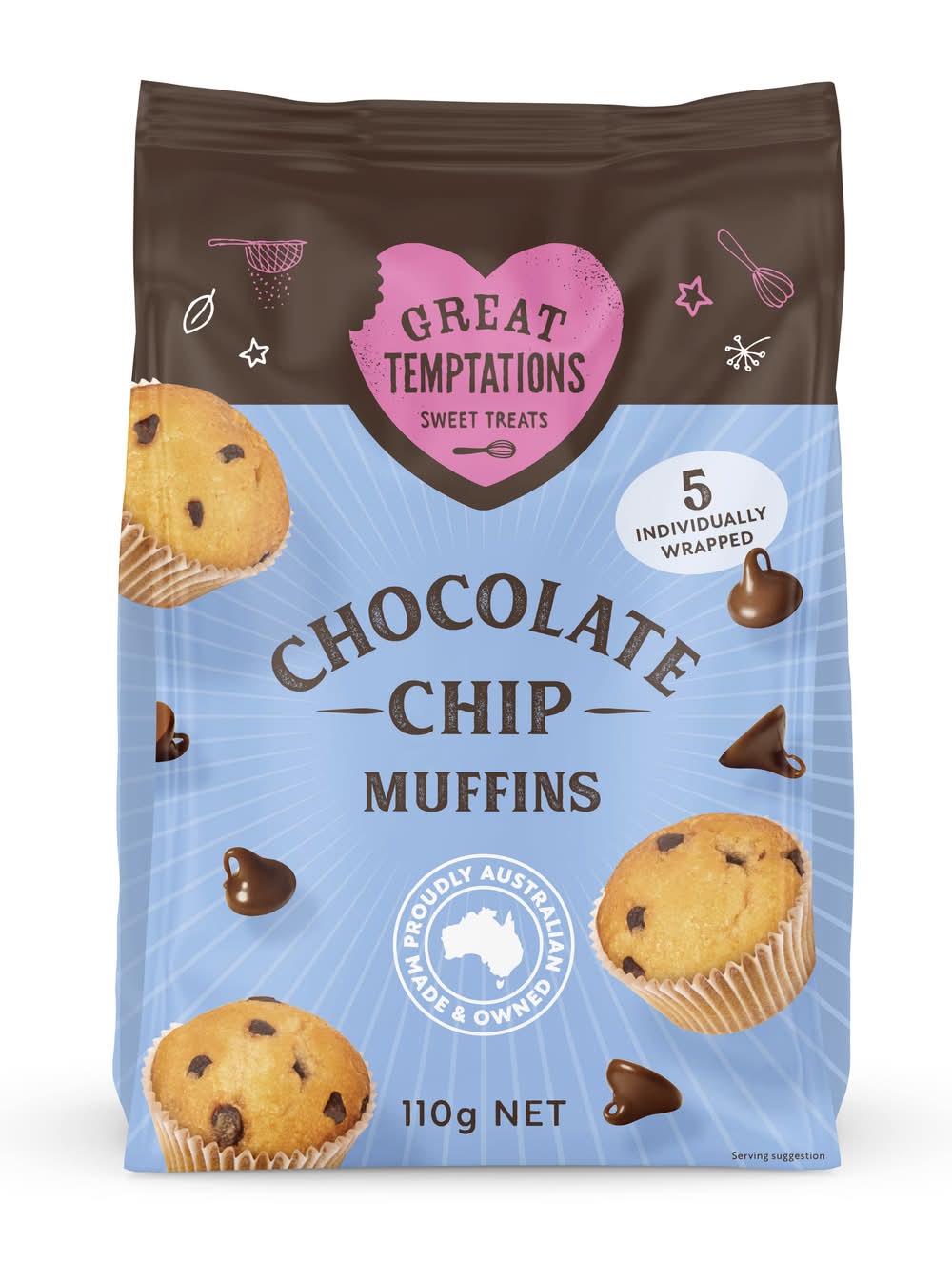 Great Temptations Grab Bag Choc Chip Muffins 110g