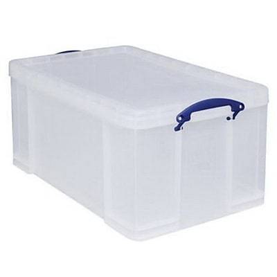Really Useful Box Plastic Storage Container With Handles/Latch Lid, 28" X 17 5/16" X 12 1/4" Clear