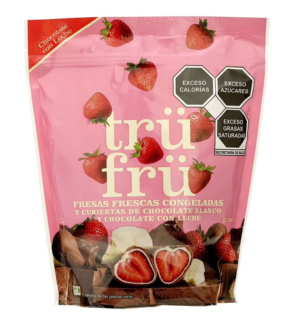 Trü Frü · Fresas congeladas cubiertas en chocolate blanco y chocolate con leche (567 g)