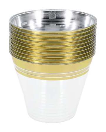 Party Plastic Cups 10-Pack Clear/Gold Metallic