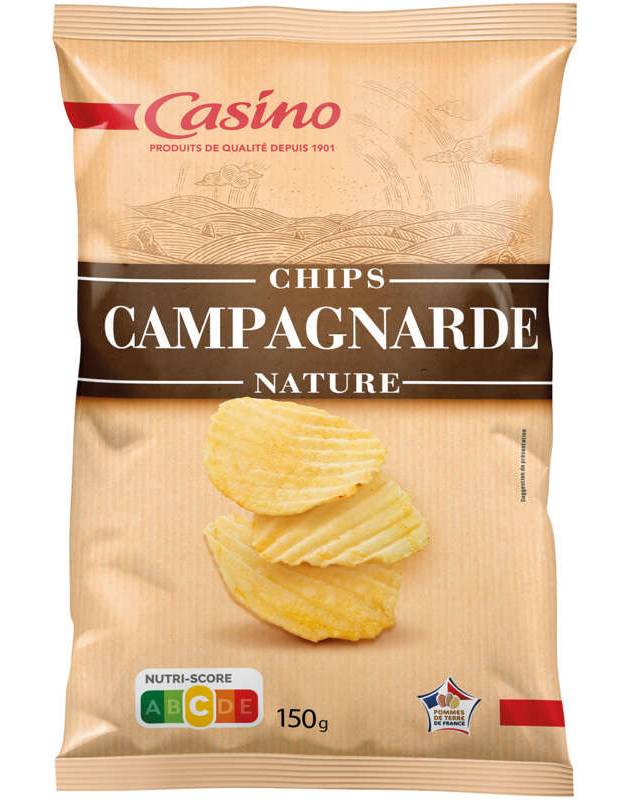 Casino Chips - Campagnardes - Ondulées - Nature - Sans huile de palme - 150g