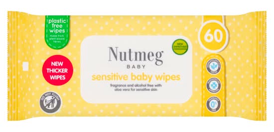 Nutmeg Sensitive Baby Wipes (60 pack)