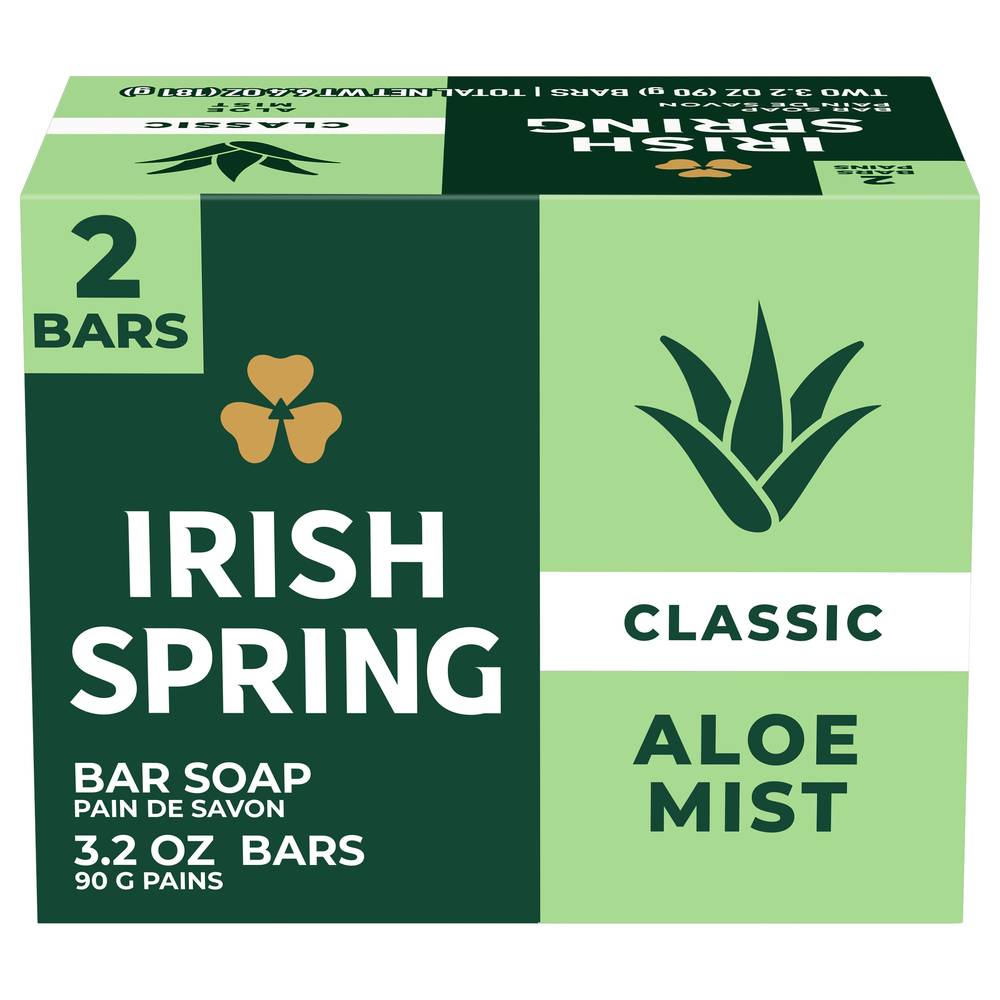 Irish Spring Aloe Deodorant Soap Bar (2 ct, 3.2 oz)