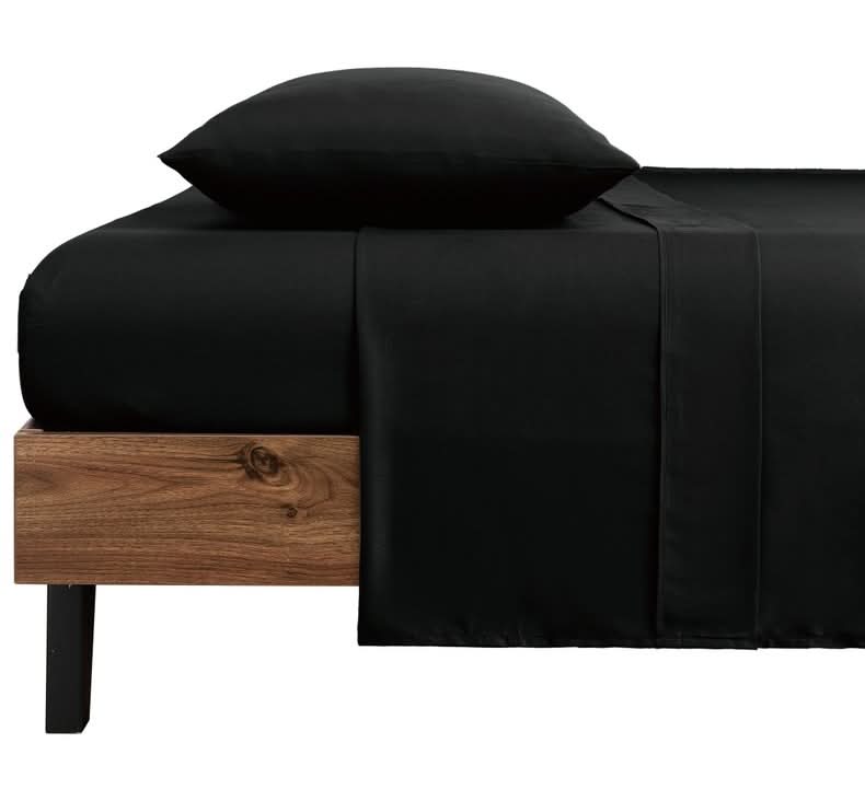 Stylo · Sábanas microfibra unicolor - 2 plazas - Negro