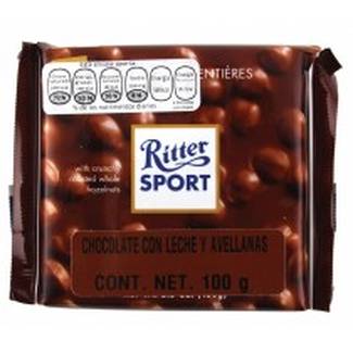 Ritter sport chocolate con leche y avellanas enteras  (100 g )