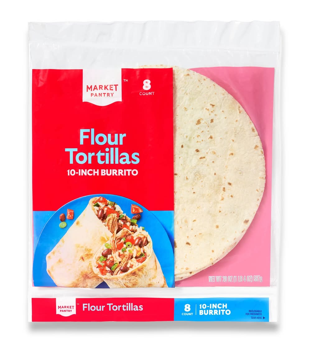 Market Pantry Flour Tortillas, 10" (20 oz, 8 ct)
