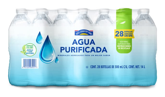 Hill Country Fare · Agua purificada mineralizada (28 x 500 ml)
