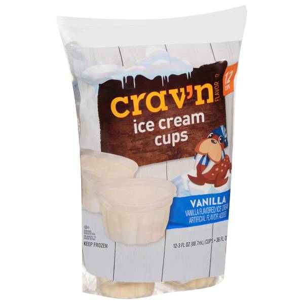 Crav'n Flavor Ice Cream Cups, Vanilla (12 x 3 fl oz)