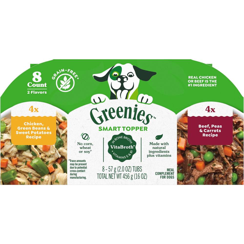 Greenies Smart Topper Wet Mix-In for Dogs, Chicken with Green Beans & Beef Pack, 8 Trays of 2 oz. (Size: 16 Oz)