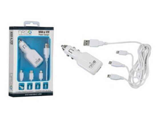 NRG USB & 12V Power Charger (3 Way Charging System)