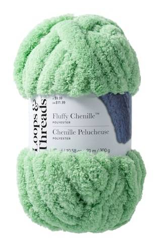 Loops & Threads Fluffy Chenille Yarn, Spring Green (10.58 oz)