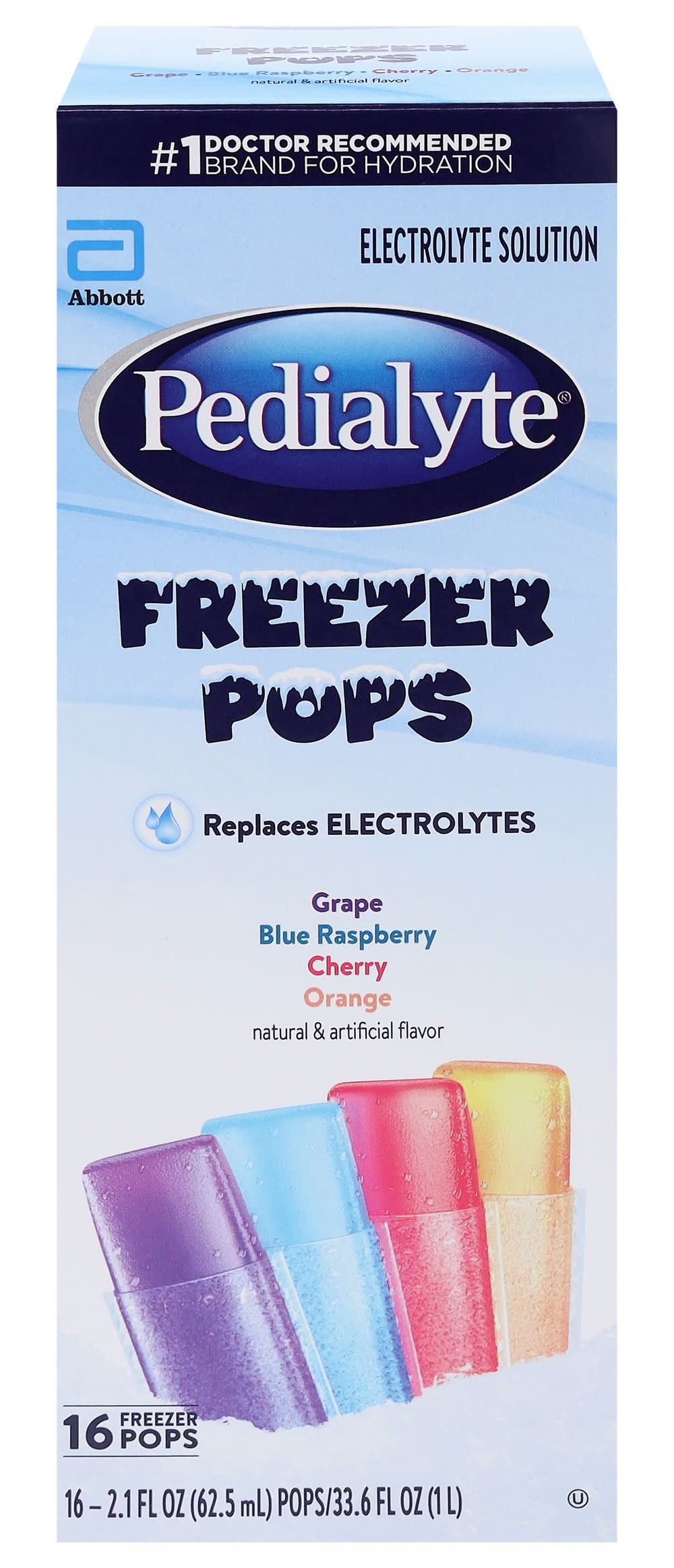 Pedialyte Electrolyte Solution Freezer Pops (16 x 2.1 fl oz)