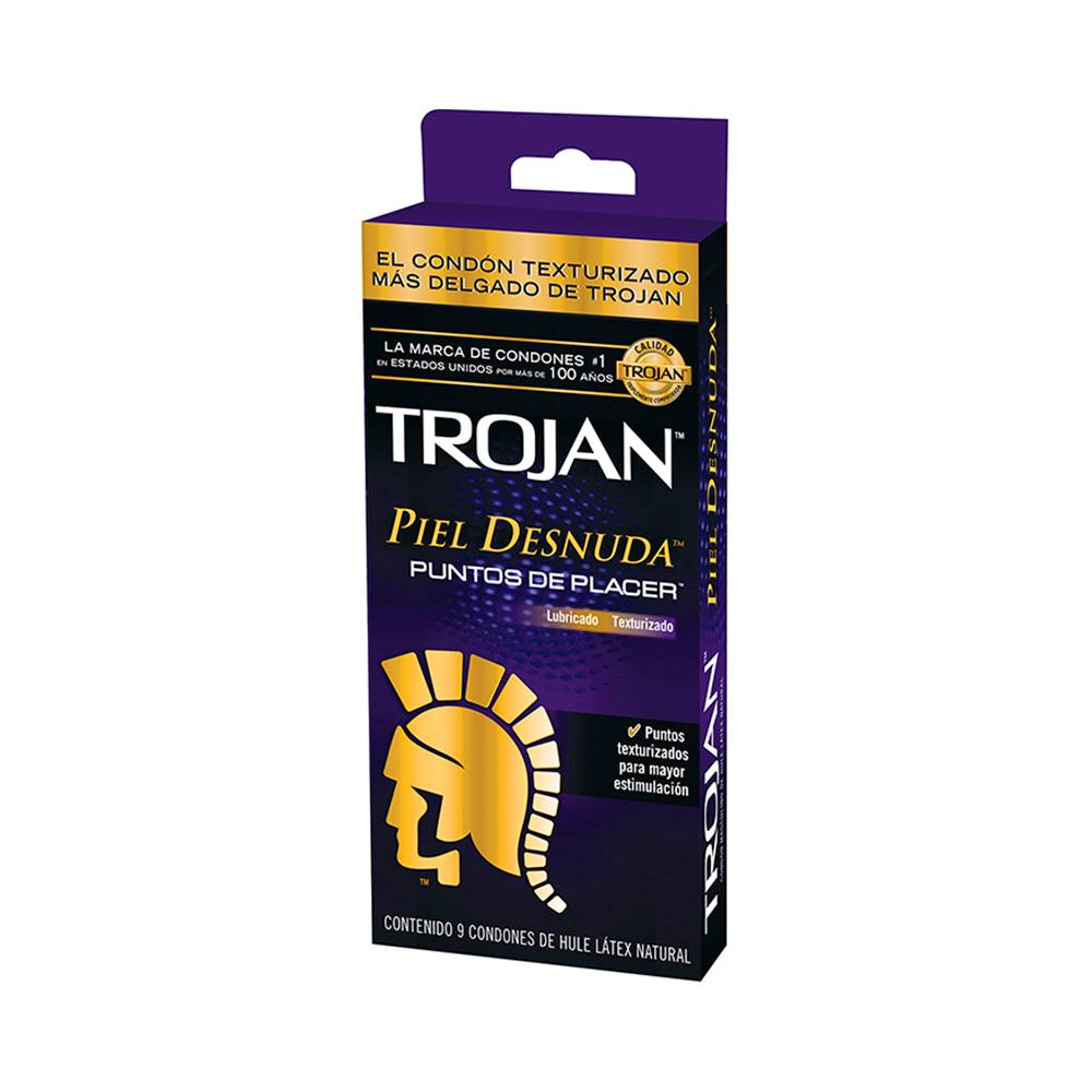 Trojan condones de látex piel desnuda (9 piezas)