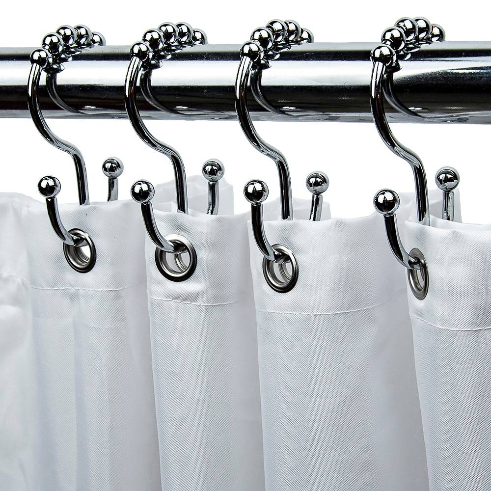 allen + roth Chrome Stainless Steel Double Shower Curtain Hooks (12-Pack) | SHLSNH05CH