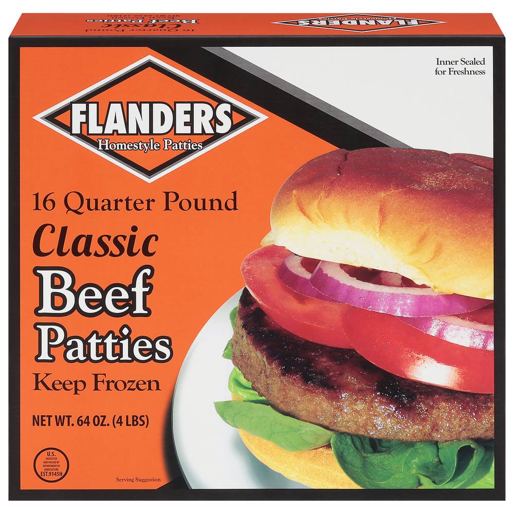 Flanders Classic Quarter Pound Beef Patties (64 oz, 4 ct)