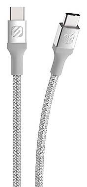 scosche Strikeline USB-C to USB-C Charging Cable, 4 ft., Silver (CCB4SR-SP)