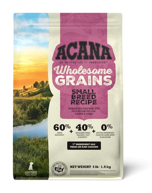 ACANA Small Breed Recipe Real Chicken Eggs and Turkey Wholesome Grains Dry Dog Food, 4 lbs.