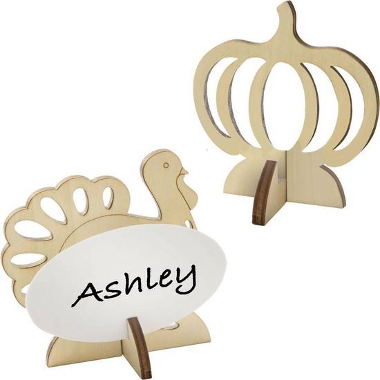 Thanksgiving Wooden Place Cards Holders, 3.5in x 3.5in, 8ct