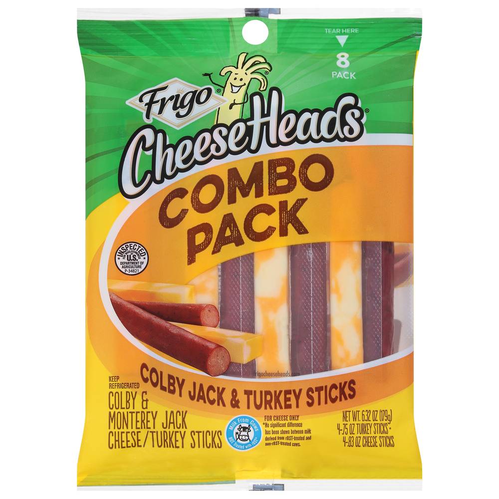 Frigo Cheese Heads Colby Jack & Turkey Sticks Combo pack (6.32 oz, 8 ct)