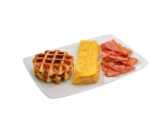WAFFLE+OMELET+TOCINO