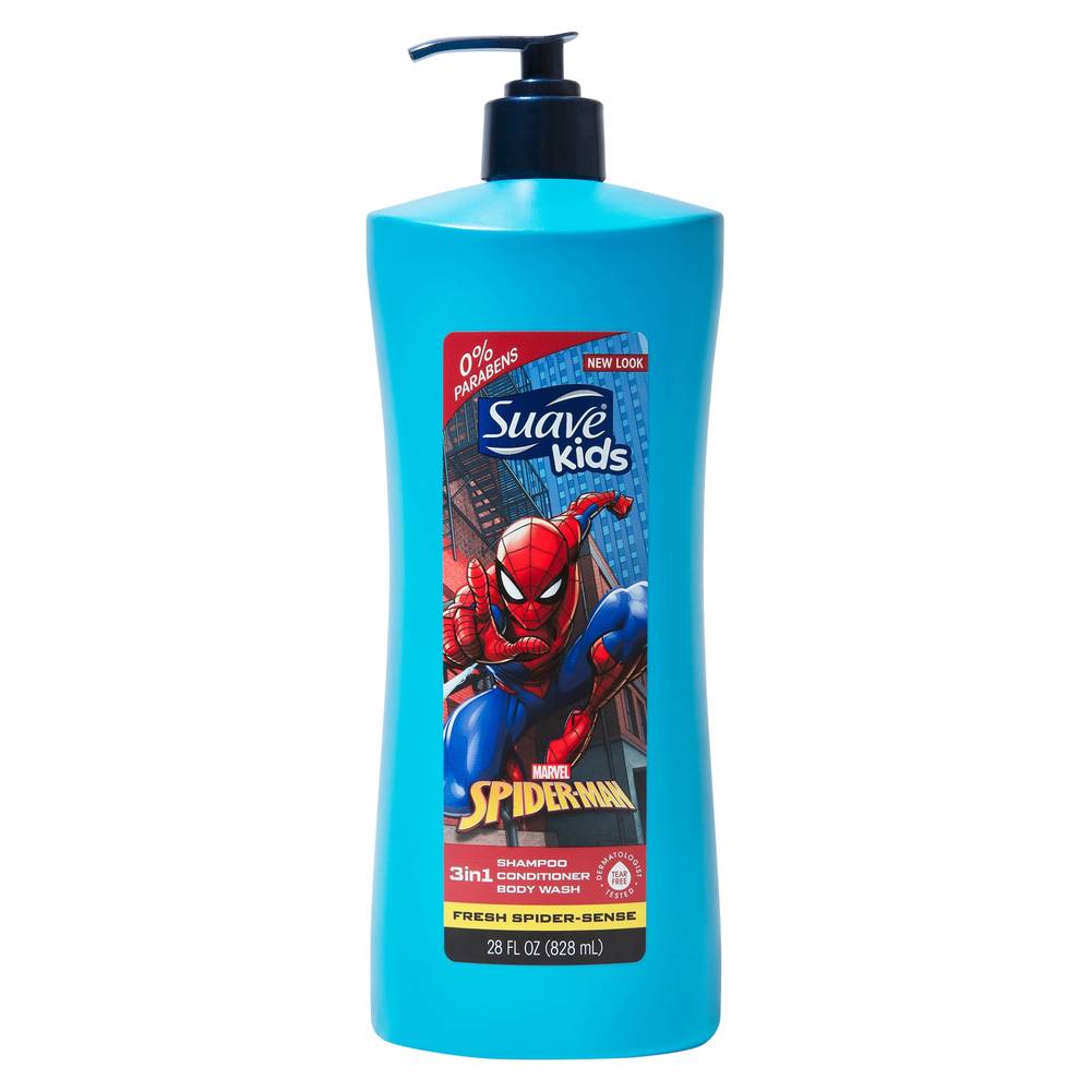 Suave Kids Harvel Spider-Man Fresh Spider-Sense 3 in 1 Shampoo Conditioner Body Wash (28 fl oz)