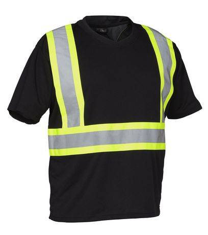 Forcefield Hi Vis V-Neck Short Sleeve Safety Tee Shirt (Size: L)