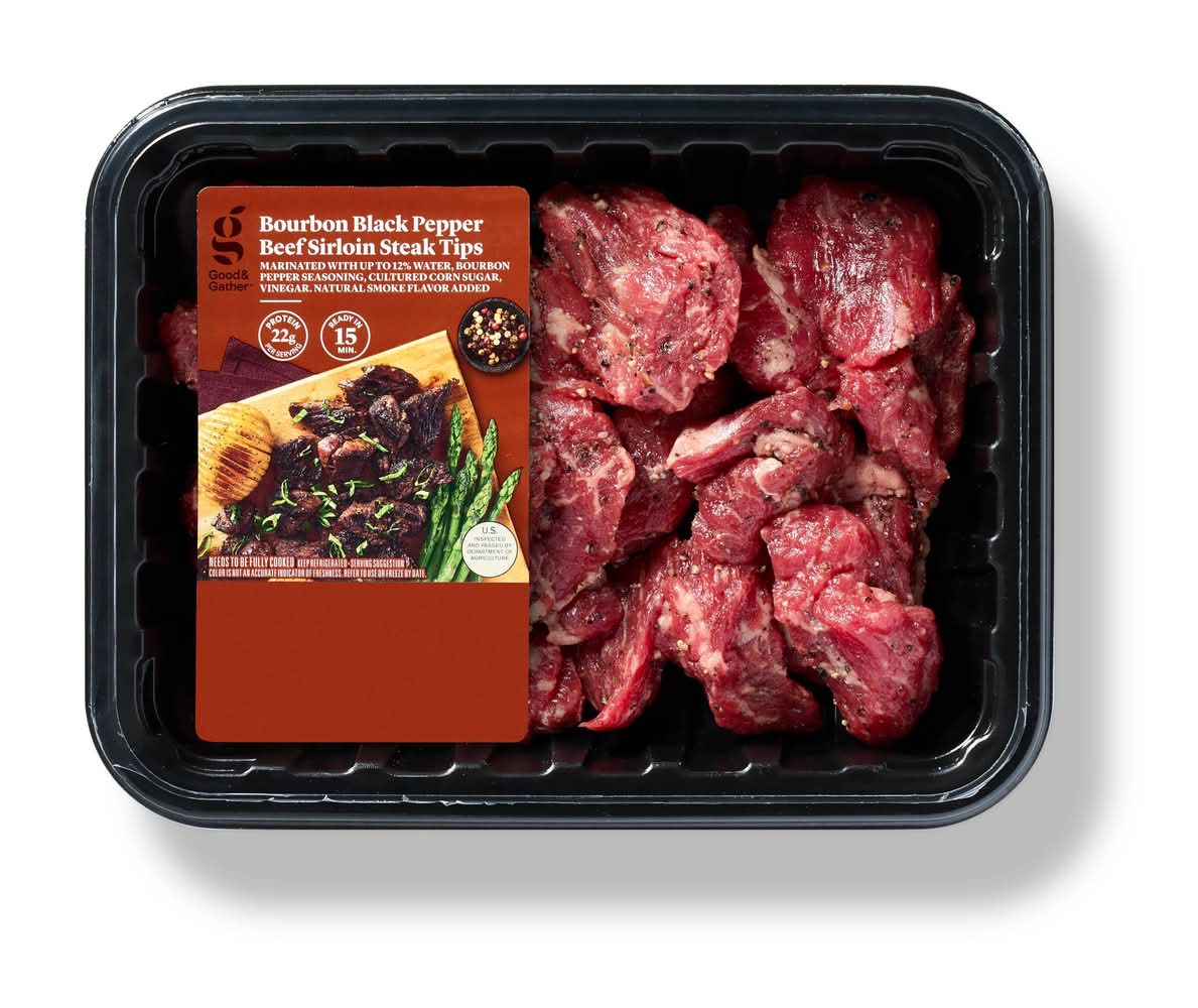 Good & Gather Bourbon Black Pepper Beef Sirloin Steak Tips (13 oz)