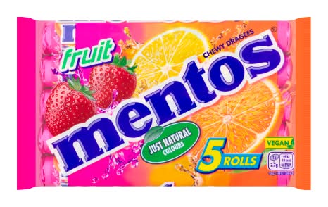 Mentos Fruit, Sweet Mints (5 x 38g)