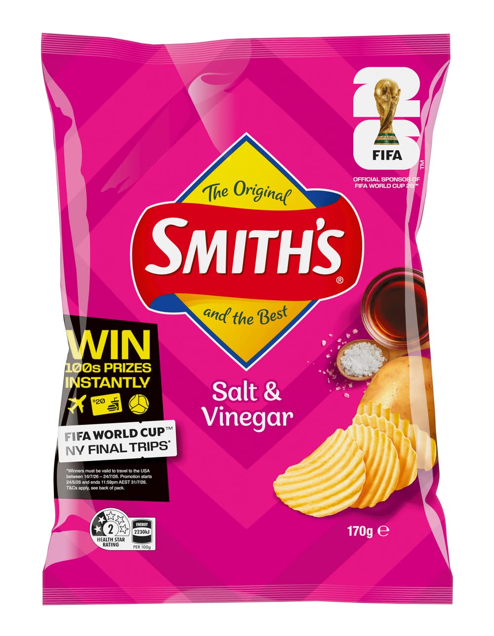 Smith's Crinkle Cut Potato Chips, Salt & Vinegar (170g)