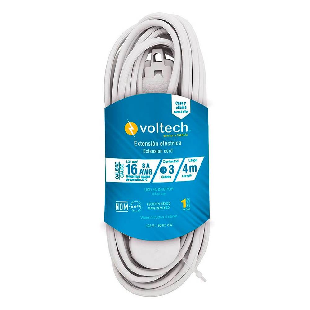 Volteck · Extensión eléctrica doméstica, color blanco