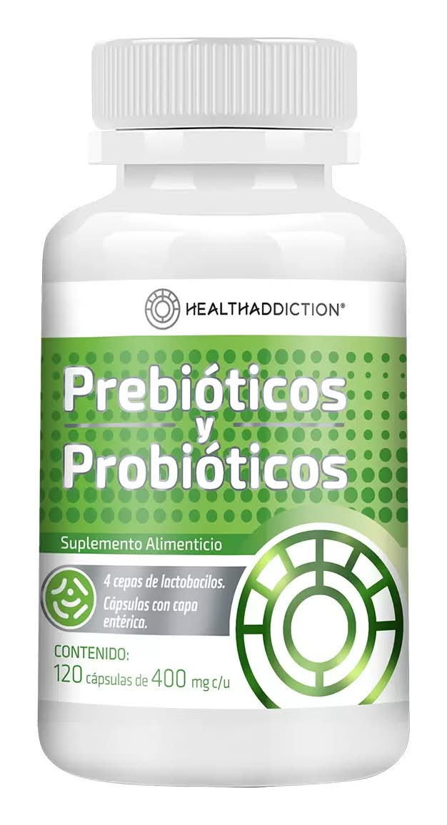 HealthAddiction Prebiótico y Probióticos Frasco con 120 Cápsulas