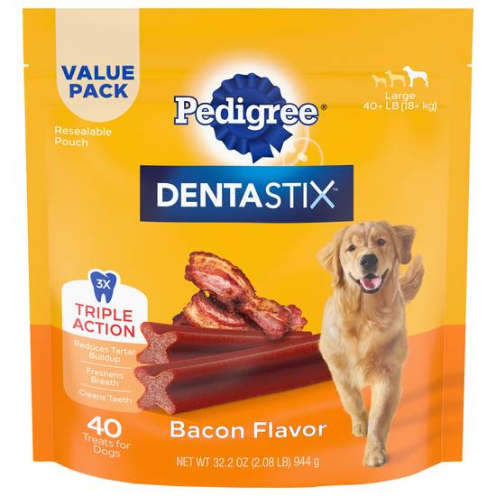 Pedigree Dentastix Large Bacon Flavor Treats For Dogs Value pack (40 ct)