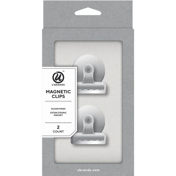 U Brands Magnetic Clips, Silver, 2-Count