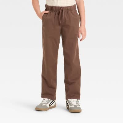 Boys' Stretch Straight Fit Woven Pull-On Pants - Cat & Jack™ Oak Brown 7