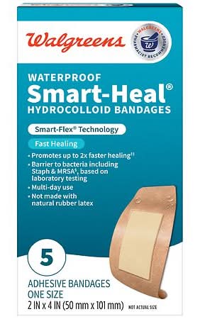 Walgreens Smart-Heal Waterproof Bandages, 2x4 in (5 ct)